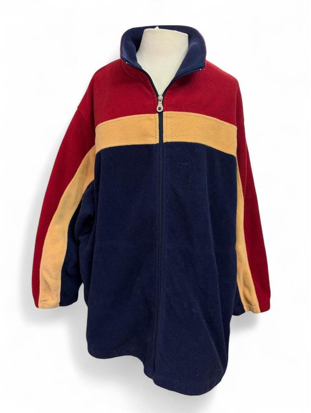 Vintage 90s Catalina Woman Colorblock Fleece Jacket Zip Up Primary Colors 3X